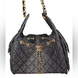 Fashion Lux Washed Denim Shoulder Bag